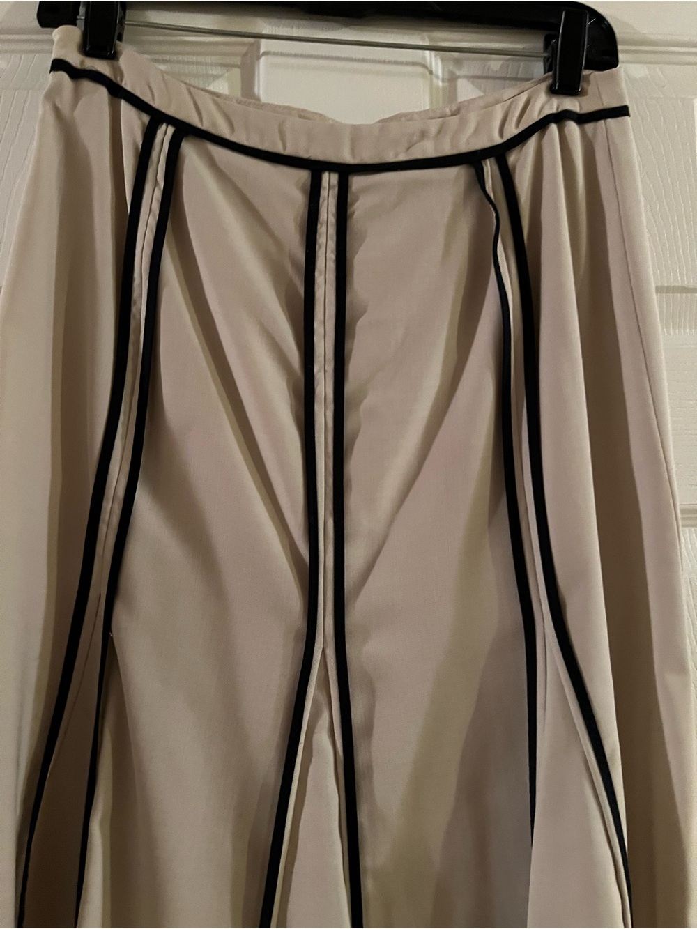 LOFT Cream A-Line Skirt with Black Piping